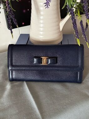 Salvatore Ferragamo Blue Leather Wallet